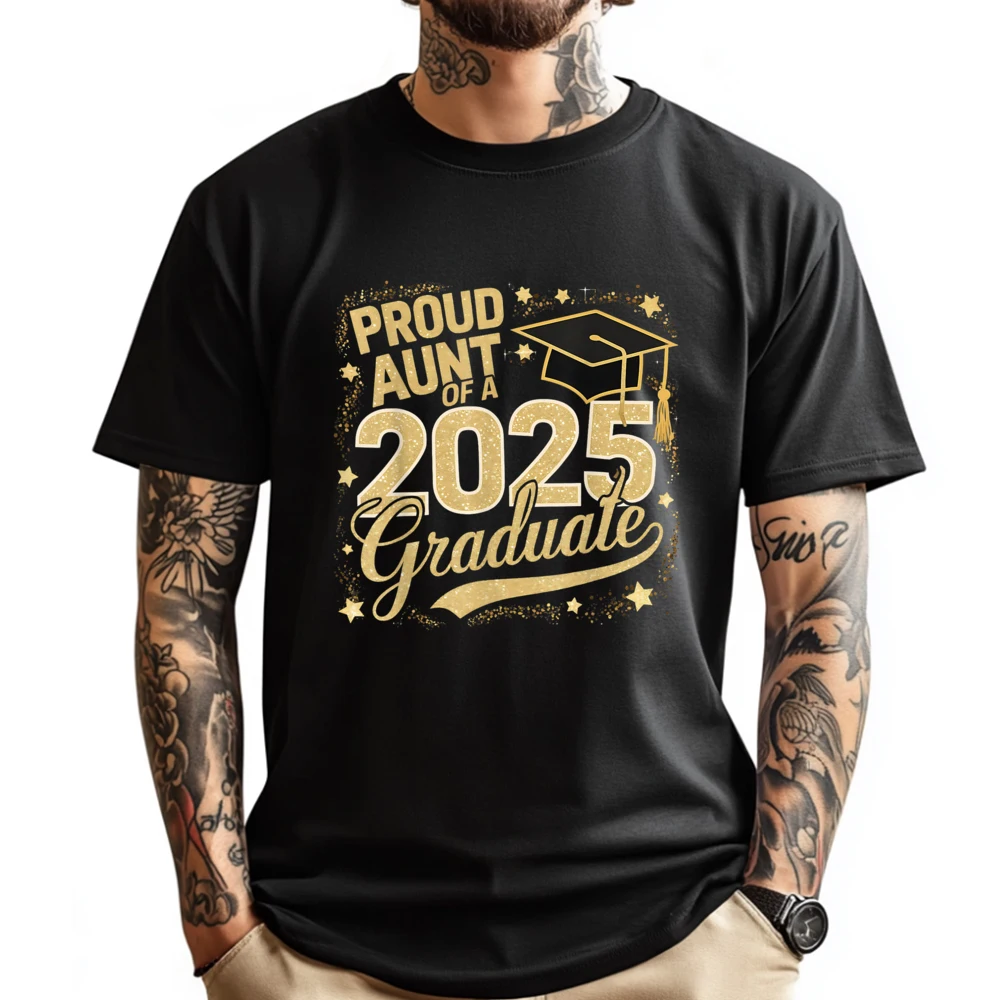 

Aunt Senior 2025 Proud Aunt Of A Class Of 2025 Graduate Harajuku Custom T Shirt Alphabet Graphic Camiseta Slogan