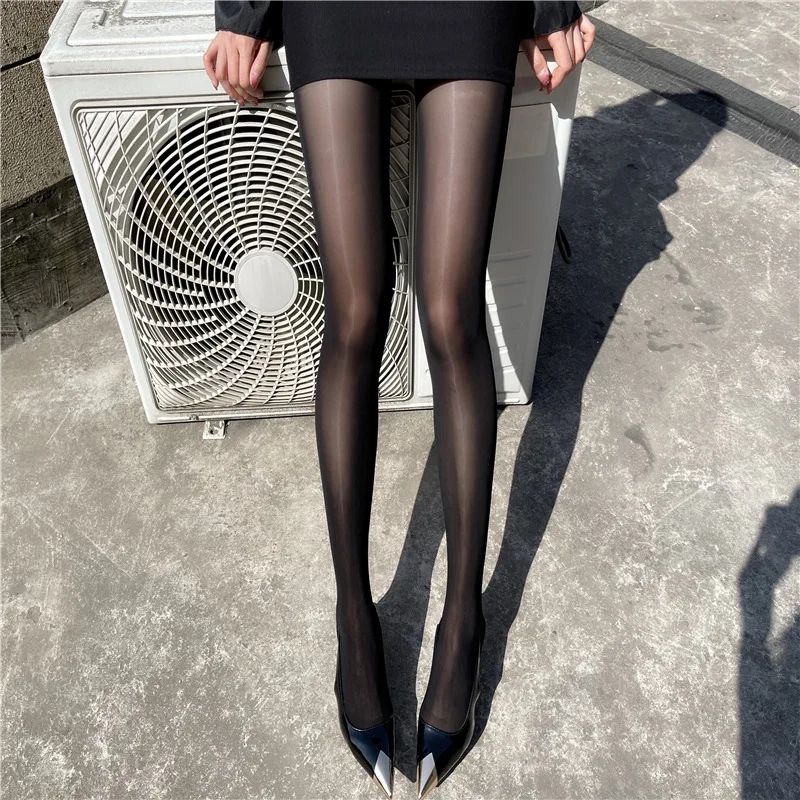 Öl glänzende Dessous elastische heiße Strumpfwaren ultra dünne Bling Strumpfhosen sexy Frauen Strümpfe Clubwear weibliche glänzende Strumpfhosen schiere Medien – Detail 29