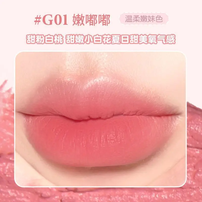 Gogo Tales matten Lippenstift dauerhafte Antihaft-Tasse Samt flüssige Lippen glasur Pfirsich Farbe Lip gloss natürliche Lippen Make-up Maquill ajes