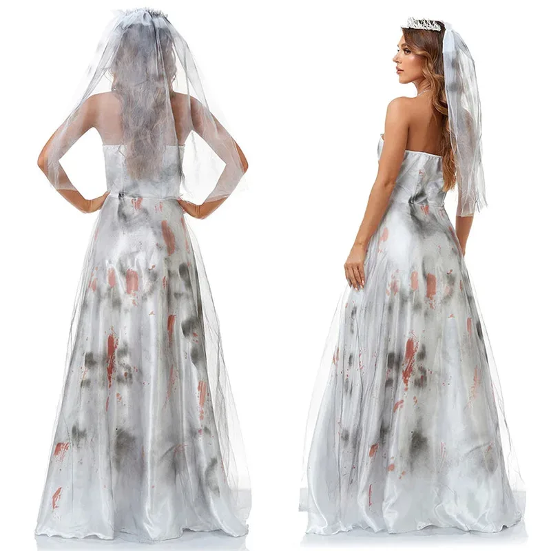 شبح العروس تأثيري الخيال الحجاب فستان الملابس هالوين فيلم الرعب زي تمويه الكبار النساء لعب الأدوار ملابس الحفلات سم؛ 5 #6