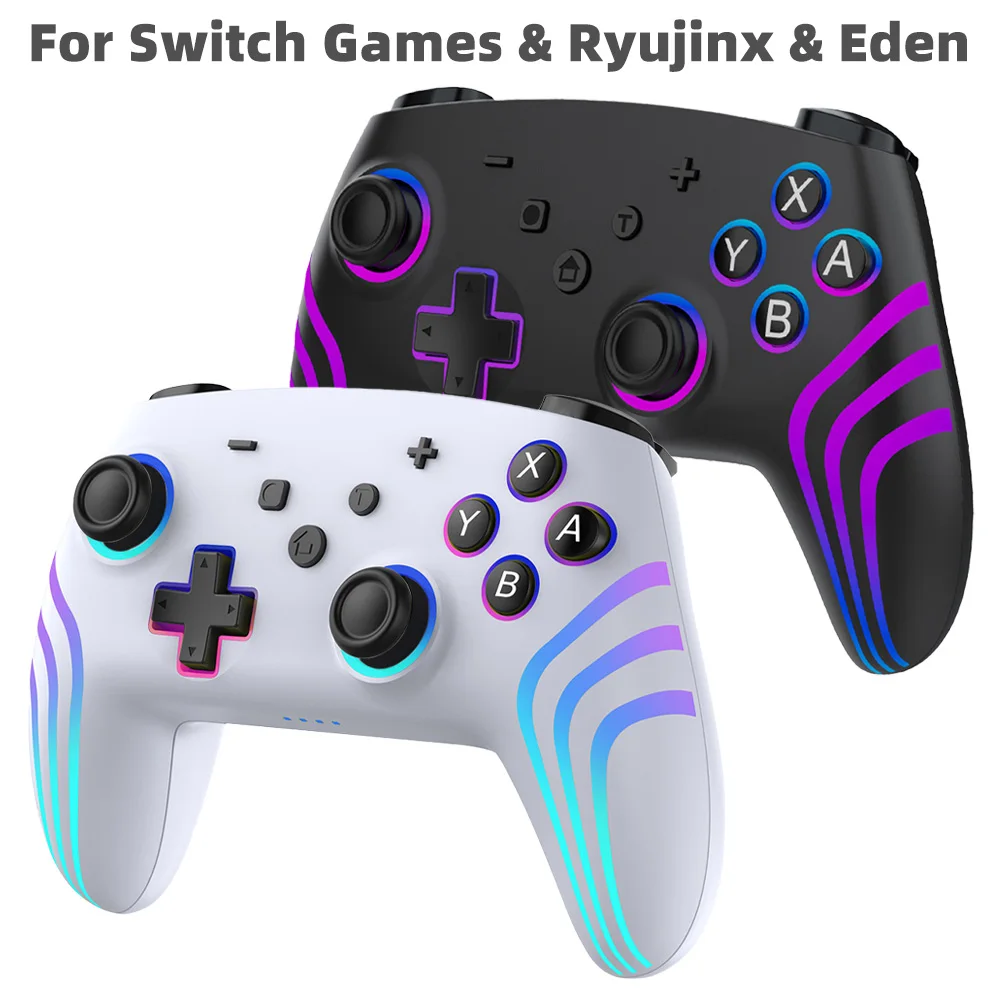 RGB Wireless Gamepad For Switch 2 Pro Controller with 6-Axis Gyro Motion Sensing Vibration Turbo Joystick for PC Eden Android