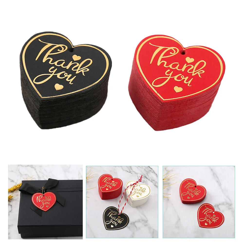 

200pcs Heart Shaped Thank You Tags Paper Gift Label For Wedding Party Favors Decorative Hanging Tags Office Paper Craft Supplies