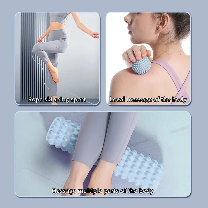 Rope Skipping and Foam Roller Set, Suitable for Fitness Use, Rope Skipping with Bearings, Massage Yoga Column, Fascia Ball