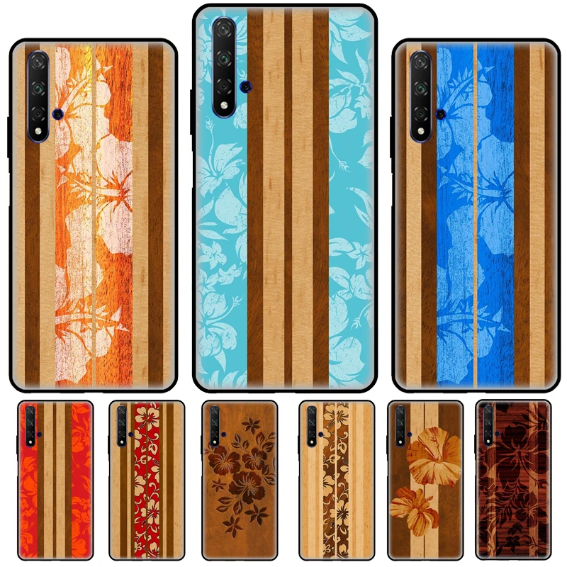 Beach Hawaiian Faux Koa Wood For Huawei Nova 5T 2Z 2 3 i Y7A Y6P Y5P 2020 Y3 II Y5 Y6 Y7 2017 2018 Y9 Prime 2019 Case