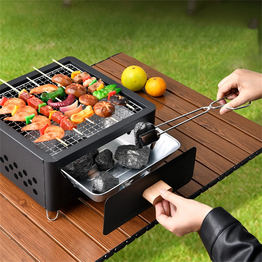 

Outdoor Ultra-Light Metal Square Charcoal Stove Winter Heating Brazier Nature Hike Bushcraft Tourism BBQ Grill Fire Pits