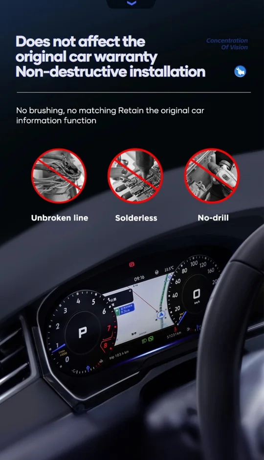 10.25 ''LCD Digit aal Dashboard Cluster für Volkswagen Passat Jahre Unterstützung HDMI Carplay Radio Instrument Panel – Detail 12