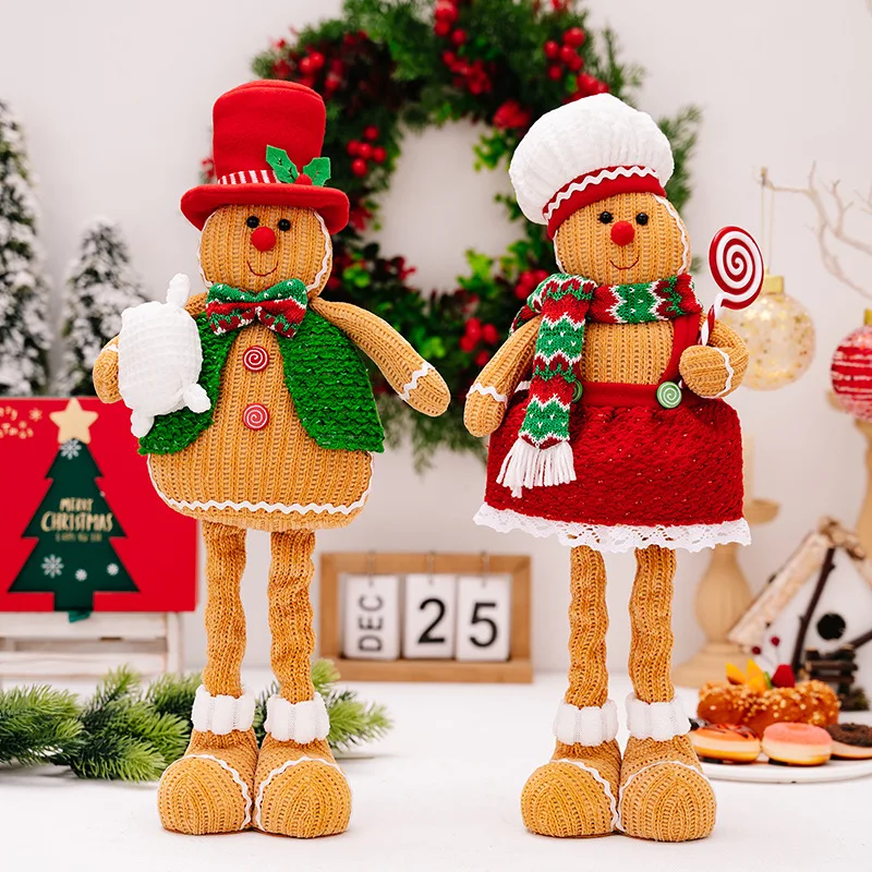 Christmas  Hold Lollipop Turtle Gingerbread Man Telescopic Action Figure Family Tabletop Room Decor-perfect for Home Decorations