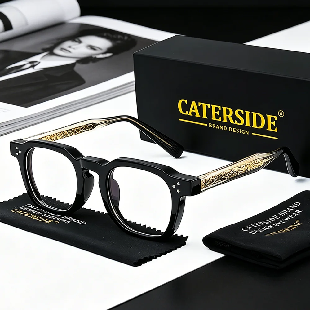 Caterside New Square Flat Light Glasses for Men Women Retro TR Frame Eyeglass High-Quality Eyewear Minimalist Matching