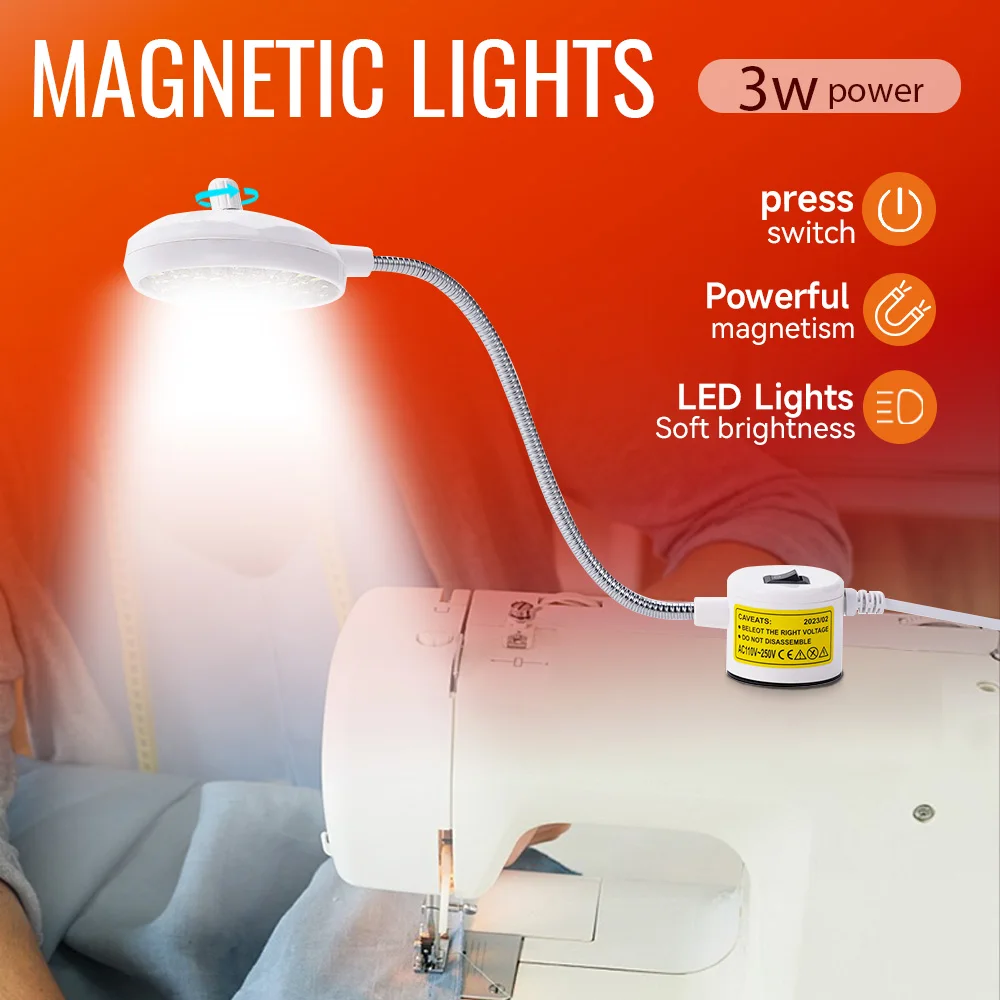 30 LED Sewing Machine Work Light ABS Metal Magnetic Base Flexible Gooseneck 360 Adjustable Lamp For Sewing Bench Industrial Work