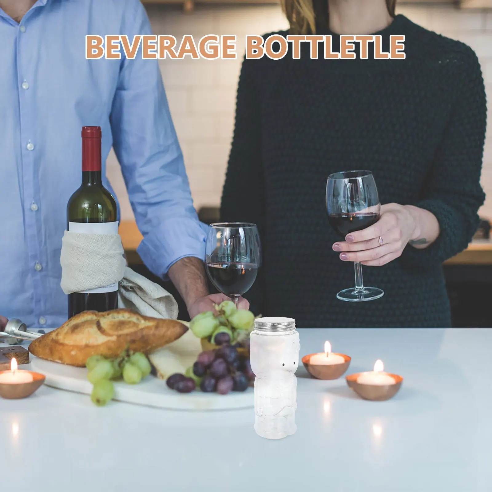 

10Pcs 350Ml Nutcracker Plastic Bottles Transparent Beverage Containers for Christmas Candy Jar Drink Storage Holiday Party