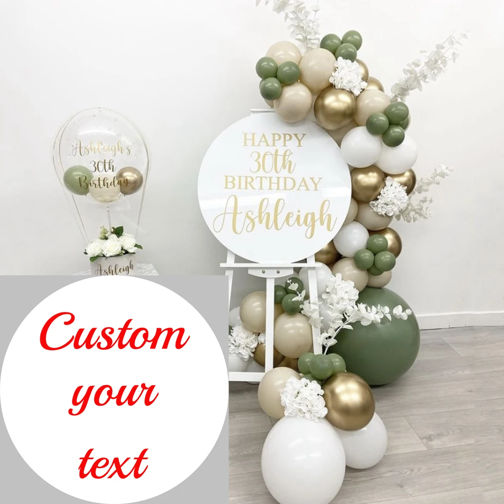 2/1Pcs 35X35CM Round KT Board with Custom Name Sticker Personalited Stickers for Wedding Birthday Baby Shower Party Decorations