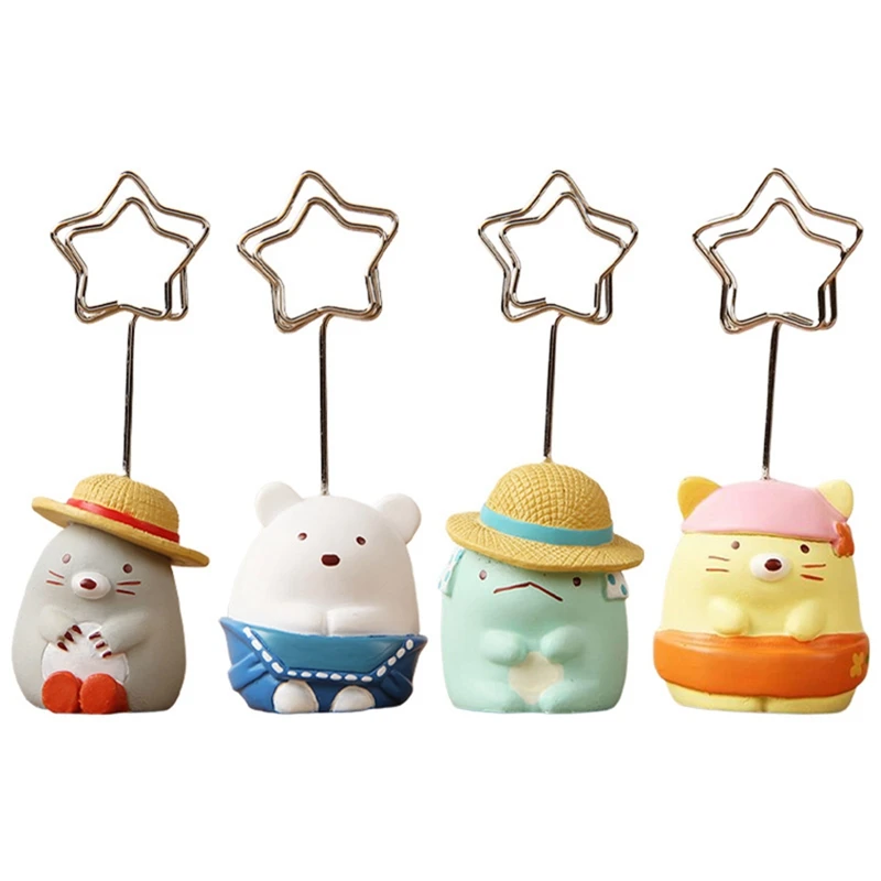 

Cute Cartoon Animals Photo Stand Memo Clip Card Holder Message Note Holder Resin Office School Home Desk Decorations