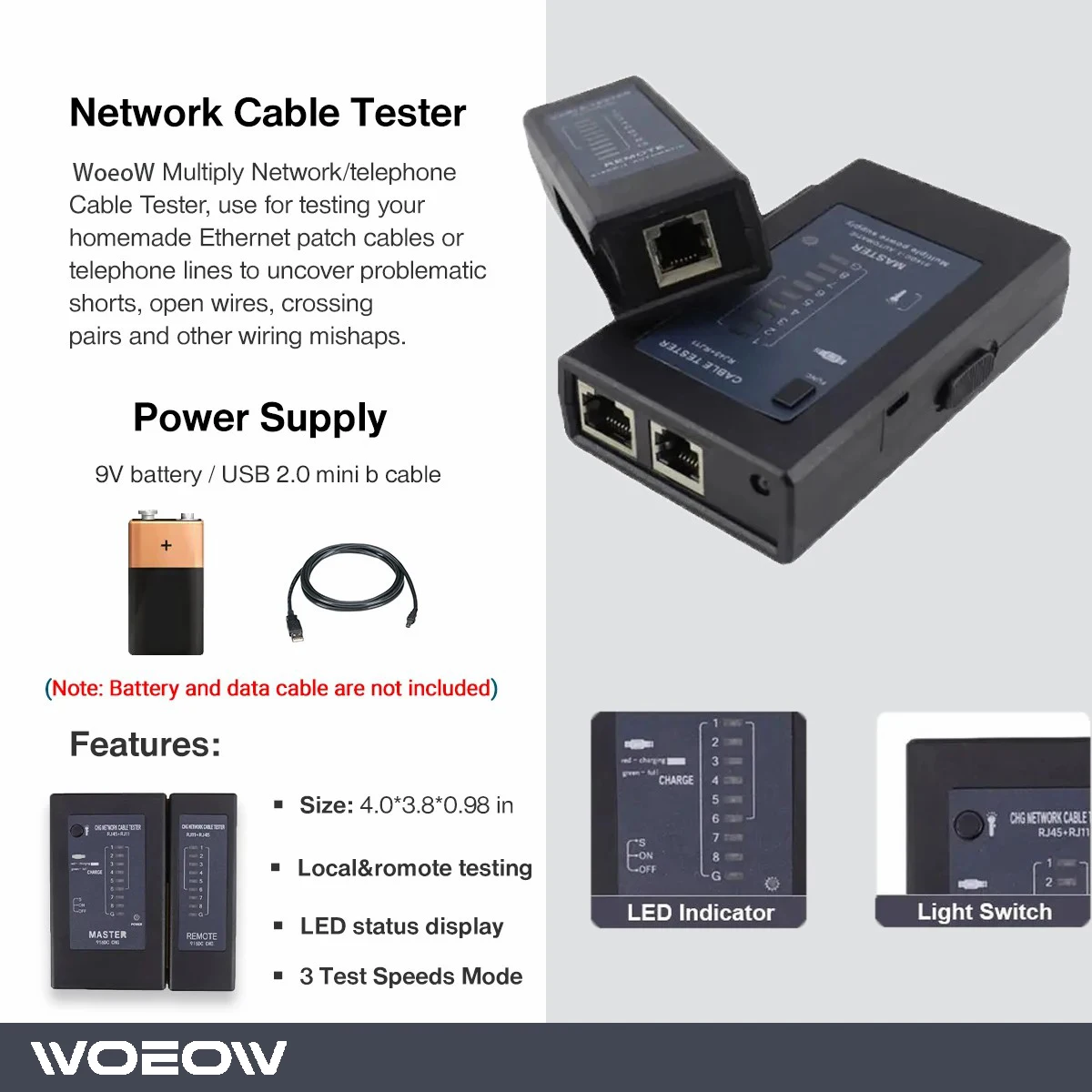 Woeow-プロのネットワークツールキット,8 in 1,rj45,手動ツールキット,スペアパーツハンドツール,rj45テスター,パンチ,ストリッパー