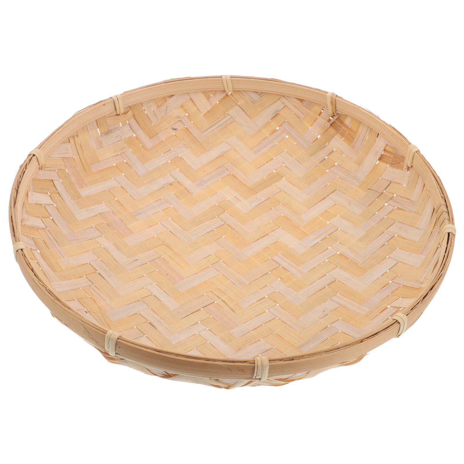 

Rustic Bamboo Serving Tray Woven Round Basket Decorative Storage Organizer for Fruits Snacks Bread Sundries Tabletop Use