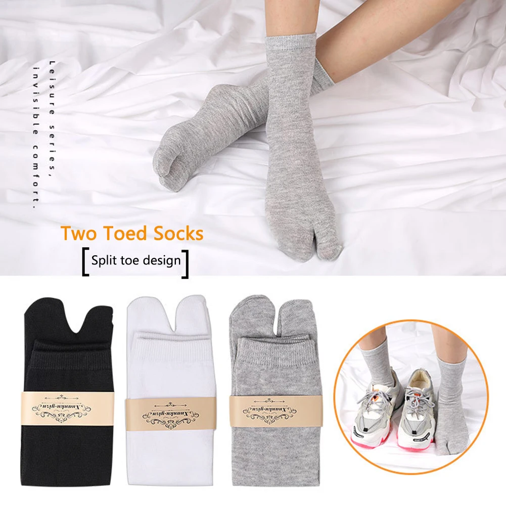 1-5PCS Women/Men Unisex Sandal Flip Flop Split Two Toes Sock Japanese Kimono Two Finger Socks Deodorant Breathable Cotton Socks