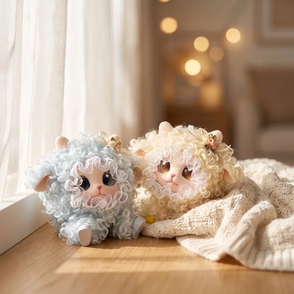 Lolita Curly Hair Sheep Plush Keychain Bag Hanging Ornaments Lamb Doll Pendant Decorations Kawaii Car Key Ring