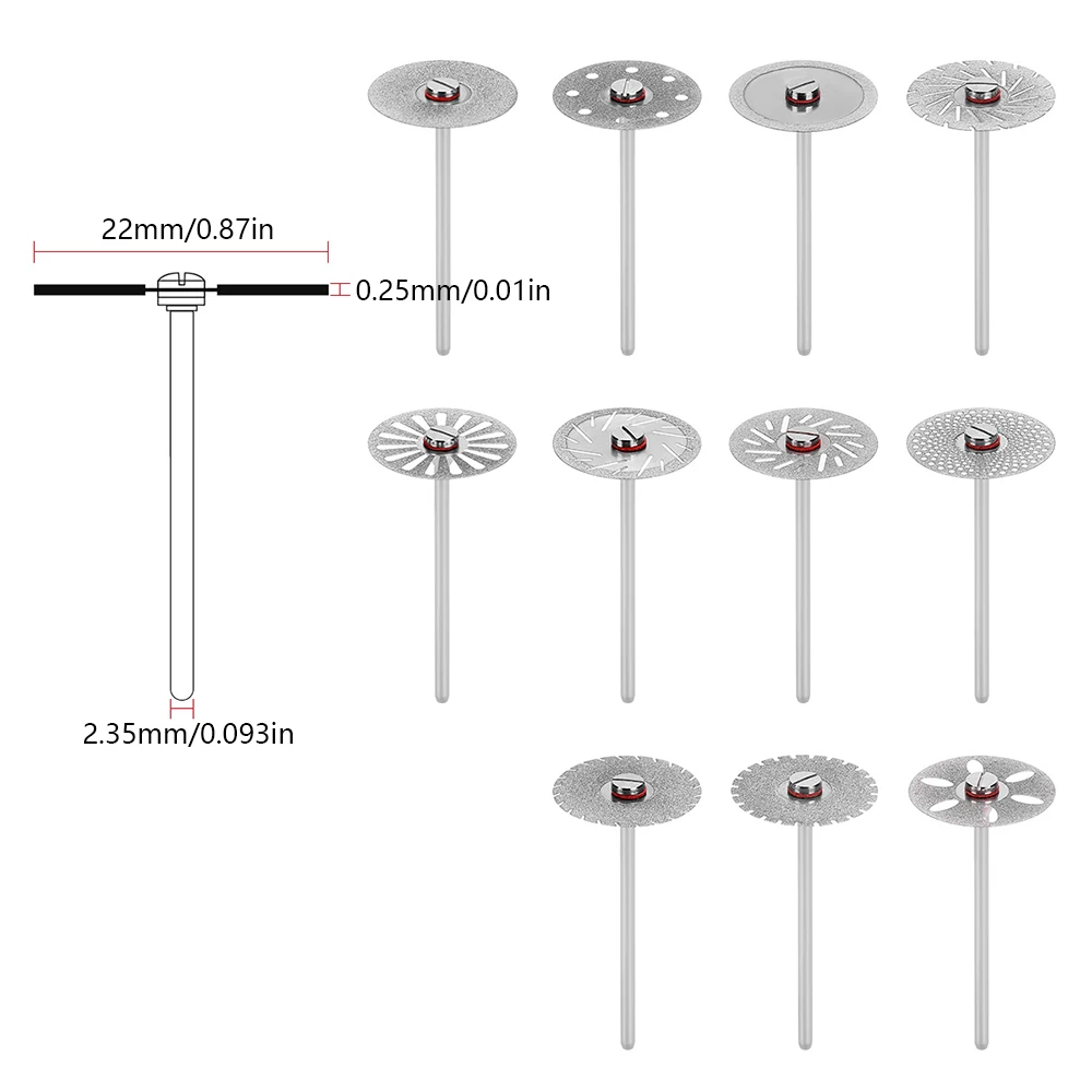 5-teiliges Labor-Diamantschneidscheiben-Set 22mm X 0,25mm HP 2,35mm Schaft Perforierte Rotierende Schleifscheibe für Präzisions-Laboranwendungen – Detail 5