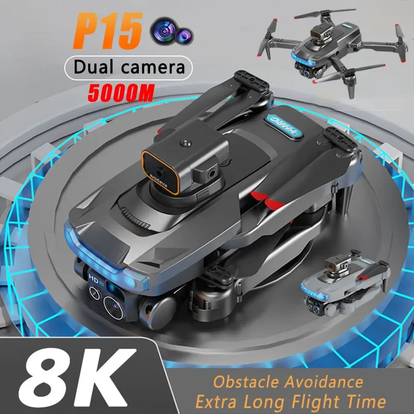 

New Drone P15 Brushless Obstacle Avoidance Automatic Return 4K/8K HD Aerial Photography Dual Camera Remote Control Aircraft