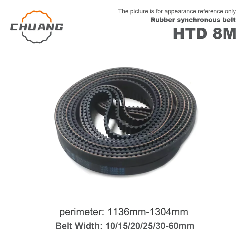 

HTD 8M Timing Belt Length Perimeter 1136mm~1304mm Width15/20/25/30/40~60mm HTD8M Closed Synchronous Belts