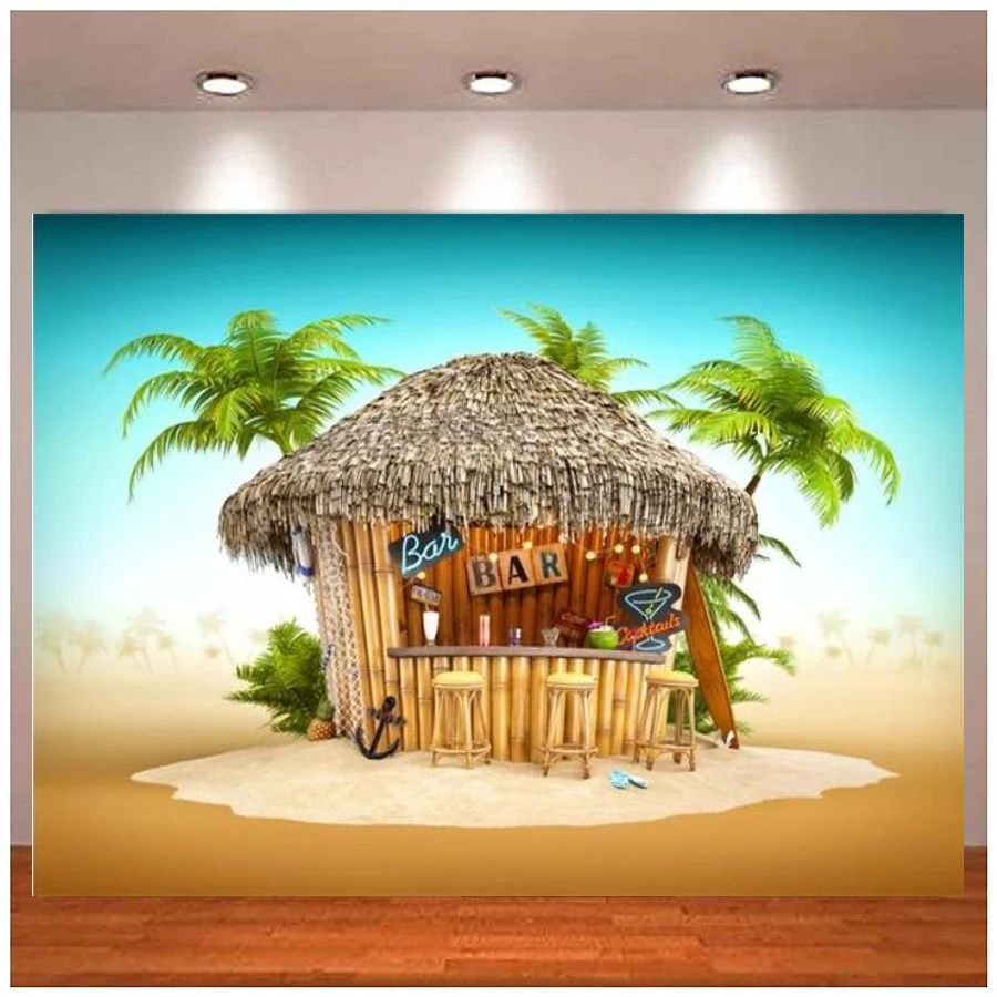 

Photographic Backdrop Tropical Palm Tree Photo Banner Seaside Family Birthday Party Photo Background Photo Studio