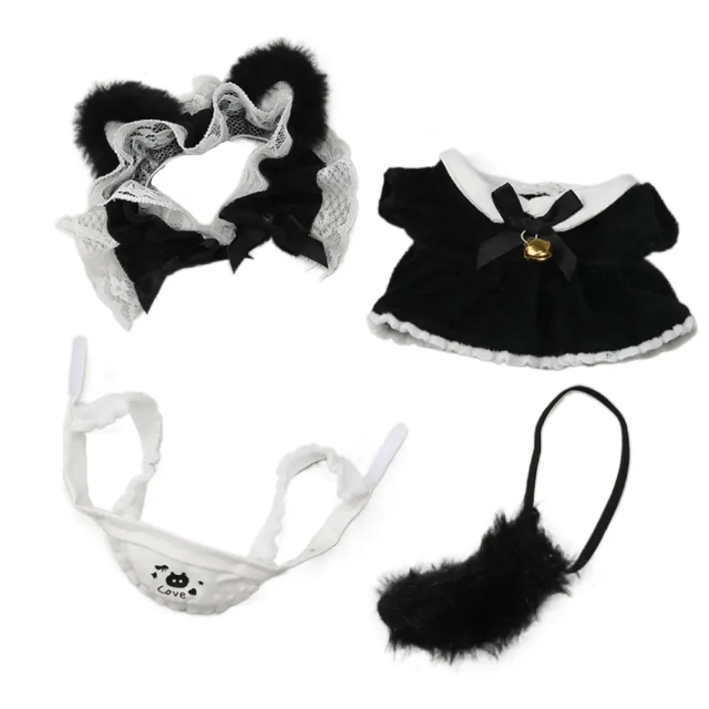 

Stuffed Clothes Cat Tail 10cm Cotton Clothes Maid Dress Bow Skirt Cotton 's Clothes Fashion Outfit Clothes Children's Gift