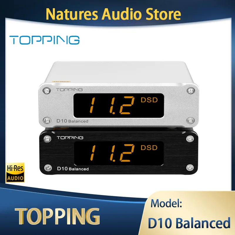 

TOPPING D10 Balanced Decoder ES9038Q2M D10B USB DAC 384kHz DSD256 Analog/Digital Output TRS Balanced 6.35 Hi-Res Audio Decoder