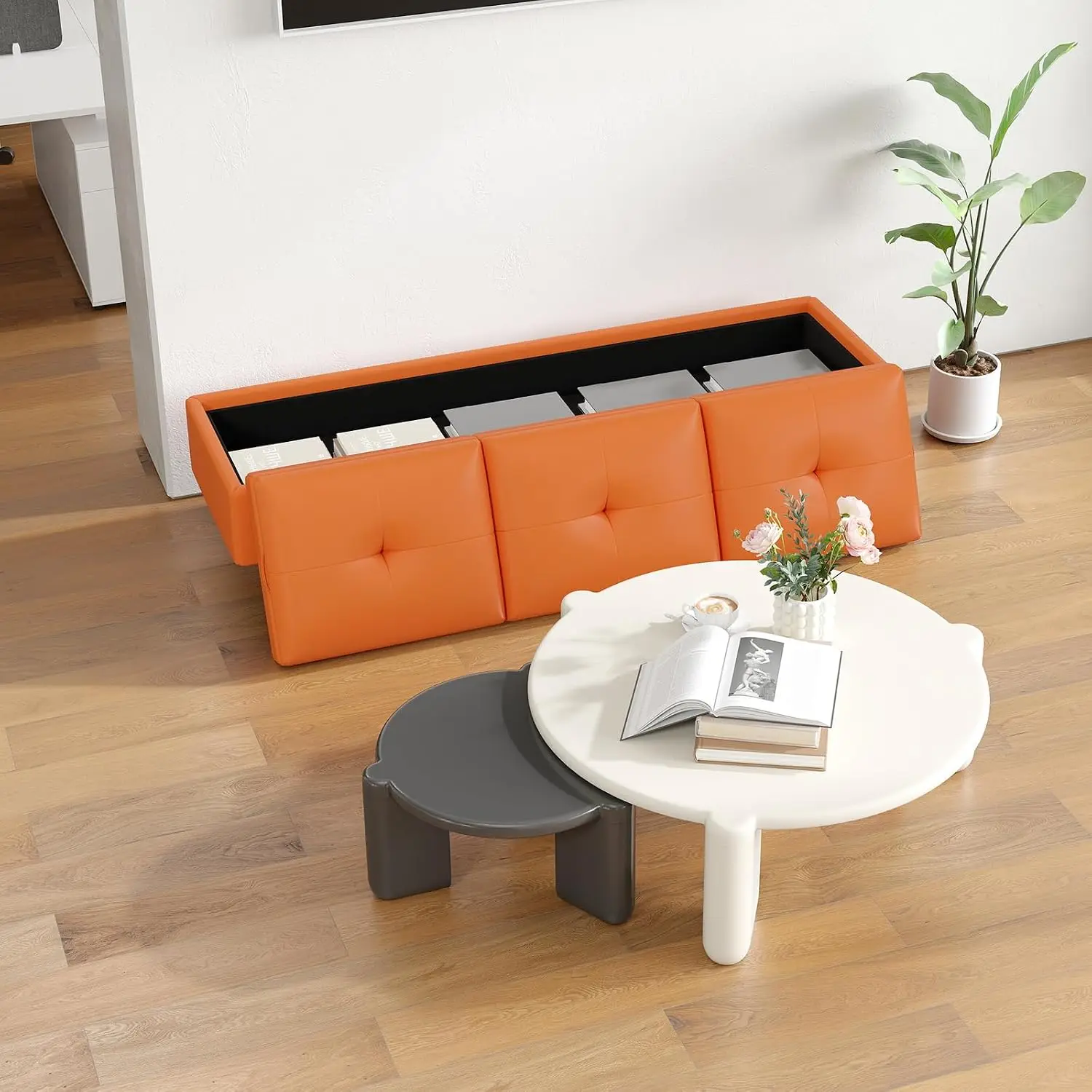 Leather Waiting Room Bench 9-Seat Reception Seating With Cushion, Office Lobby Furniture For Salon & Shop, Customized