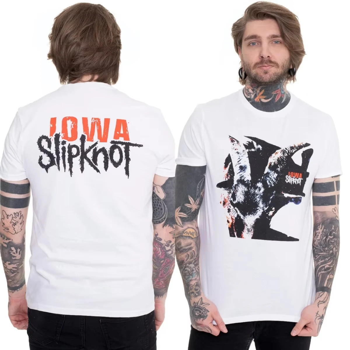 2026 New Iowa Goat Shadow White Slipknot Band T-Shirt Cotton Graphic Tee Men Women Summer Streetwear