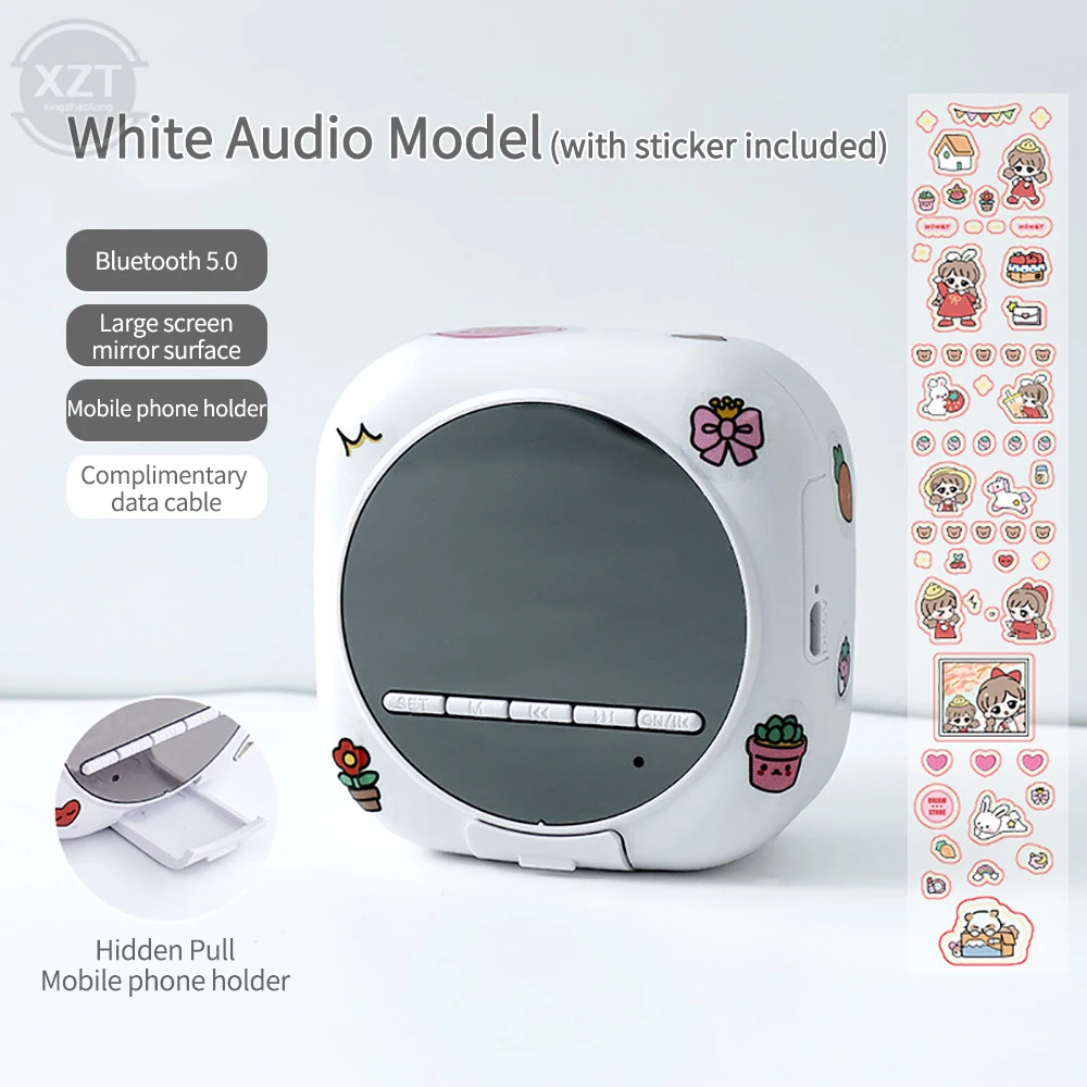 Mini Bluetooth Home Alarm Clock Speaker Large Volume Outdoor Subwoofer Multi-functional Cute Cartoon Girl Small Stereo