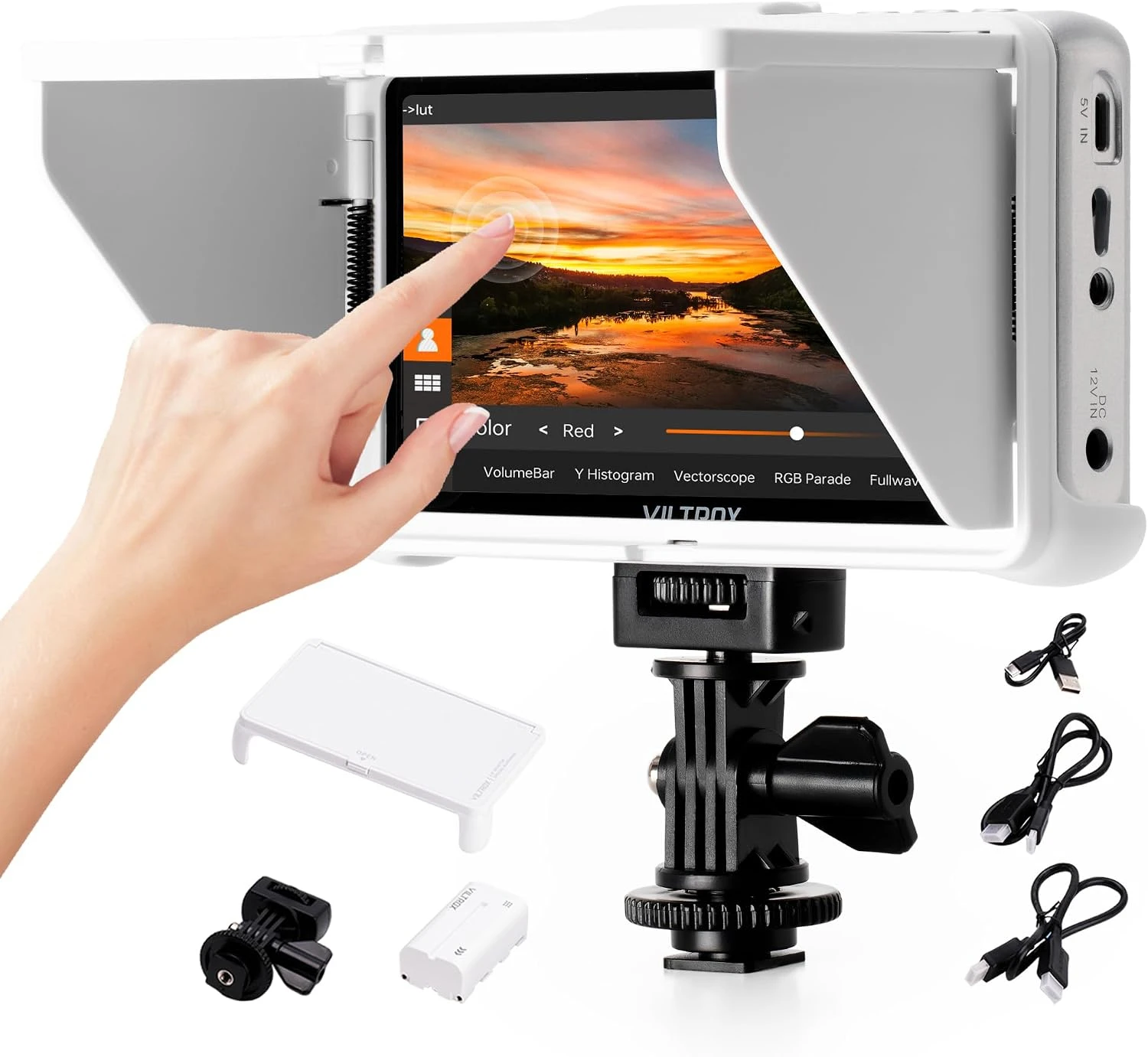 VILTROX 5.5 Inch On‑Camera Monitor 4K Touchscreen HDMI Field Monitor 1920×1080 With Sunshade Hood 3D LUTs For Sony Canon Nikon