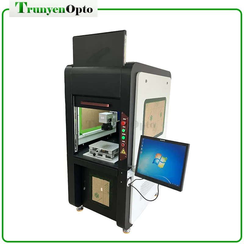 Full Covered Enclosed Jewelry Fiber Laser Marking Engraving Machine 20W 60W Competitive Price Ccd Camera Laser Marking Machine