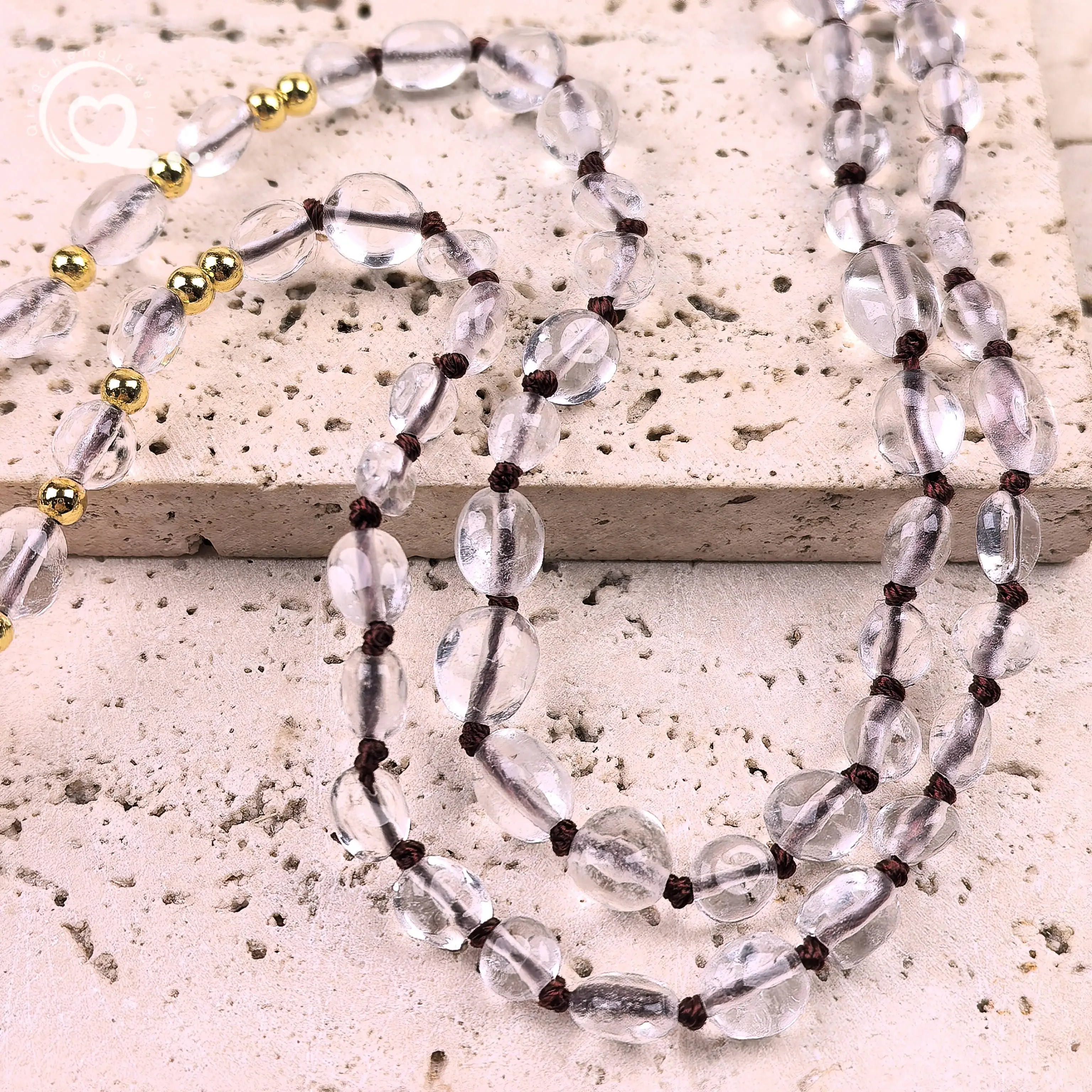 شقرا كريستال الكتلة الخرز اليوغا مالا الصلاة القلائد روز كوارتز نقطة مزدوجة قلادة معقود اليدوية النساء المجوهرات ، QC0211 #5