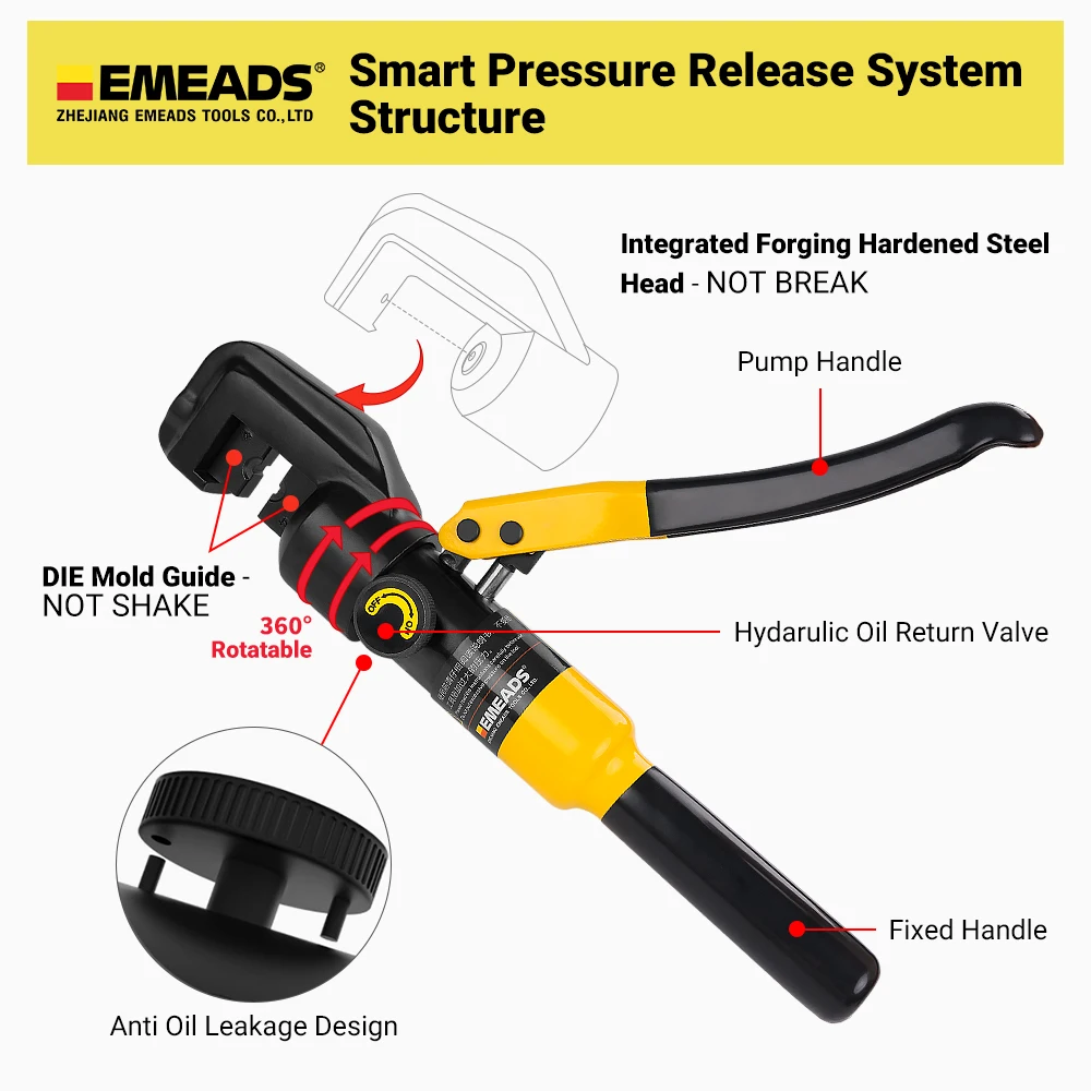 Hydraulic Cable Cutter and Lug Crimper Kit with 11 Dies Other Hydraulic Tools for Electrical Terminal Cable Wire