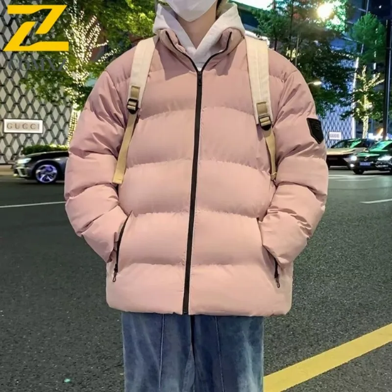 

COMXZ Мужская куртка с воротником-стойкой, зимняя парка, утолщенное термопальто на флисовой подкладке, ветрозащитная деловая повседневная верхняя одежда, уличная одежда