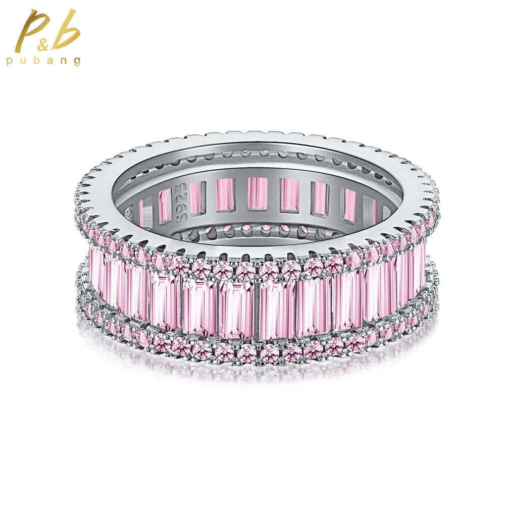 

PuBang Fine Jewelry Solid 925 Sterling Silver VVS Pink Gemstone Created Moissanite Ring for Women Anniversary Gift Free Shipping