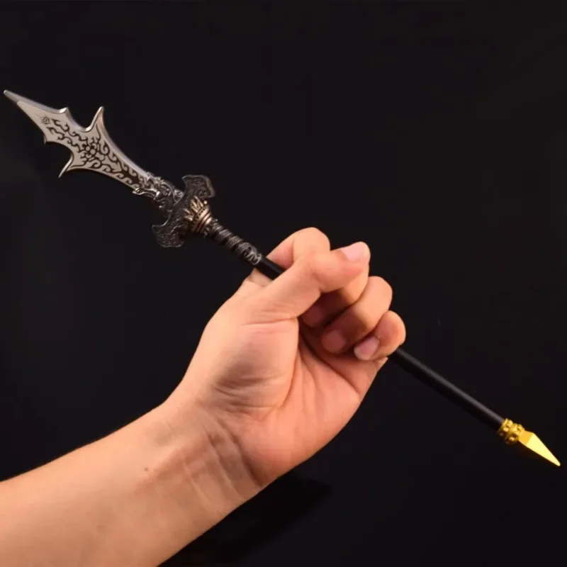 35 cm Zwarte Mythe: WuKong Wapen Driepuntige Tweesnijdend Mes Prachtige Metalen Zwaarden Desktop Ornamenten Collectie Poppen Ambachten