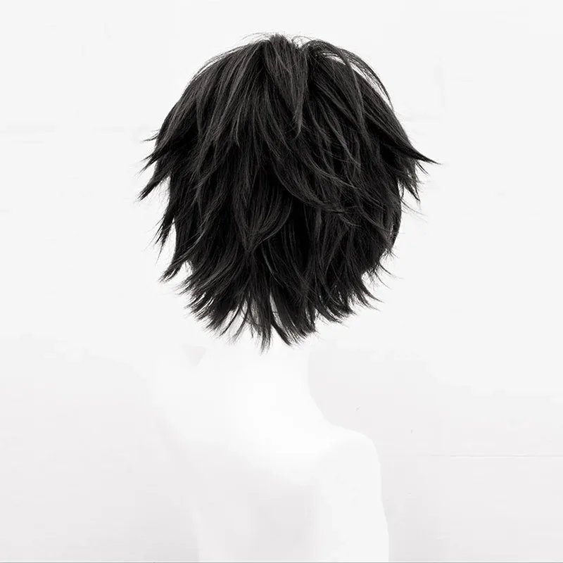 Бренд Cy「HSIU」 Парик Дазай Осаму Аниме Бунго Бродячие Собаки Косплей Черные Короткие Волосы Волокно Синтетический парик + Бесплатная брендовая шапочка для парика