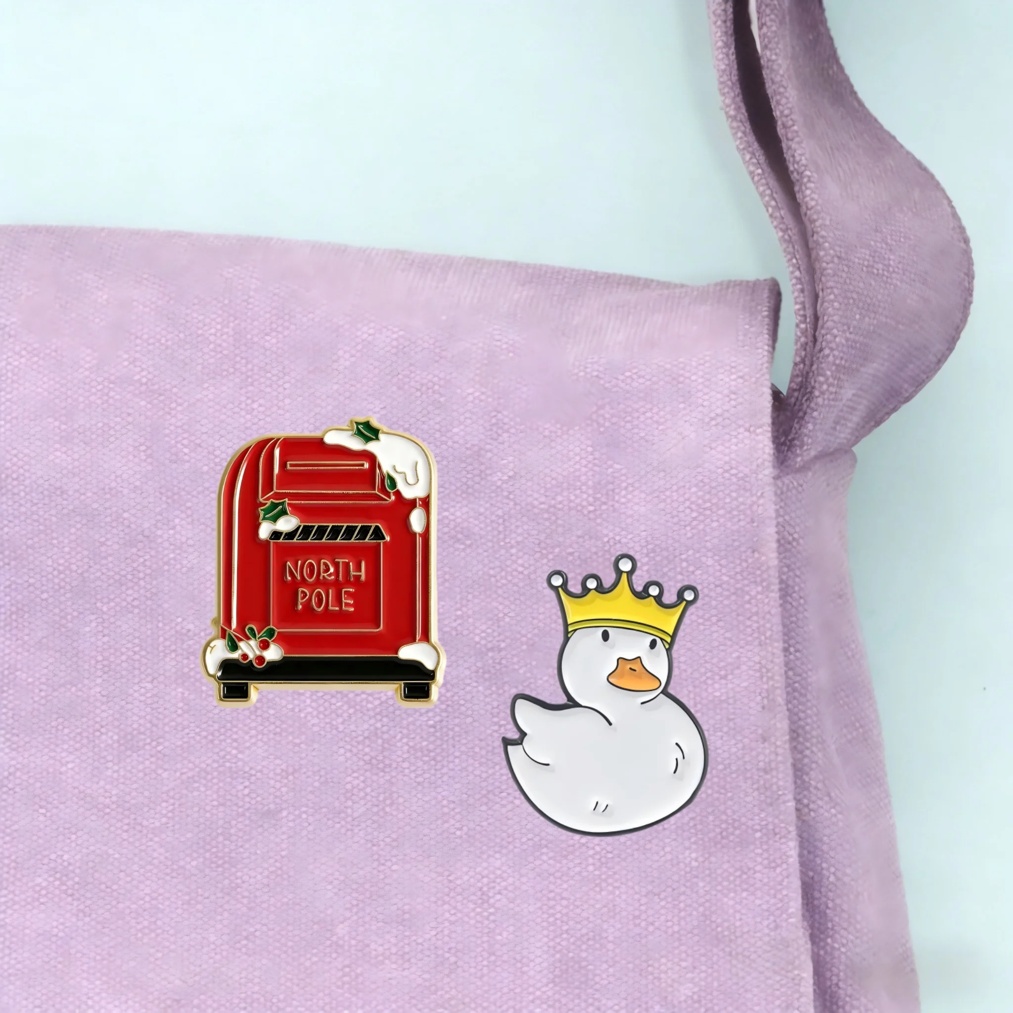 Christmas North Pole Mailbox Crown Duck Enamel Pins Set Badge Cute Royal Duckling Winter Holiday Brooch For Backpack