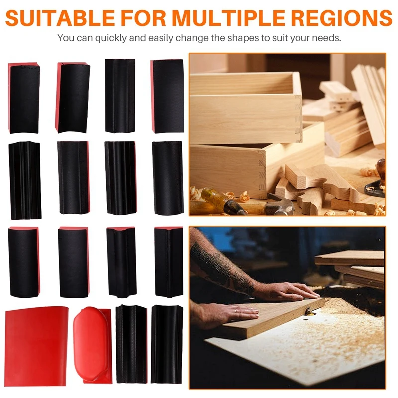 ABPP-Blocchi abrasivi a mano 16 pezzi, kit di tamponi abrasivi per contorni, tamponi abrasivi abrasivi con gancio e anello per levigare mobili in legno