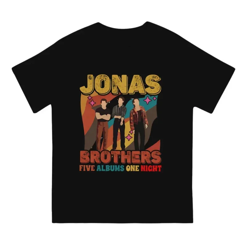 Tops de algodão de manga curta com o pescoço, turnê masculina 2023 T J-Jonas Brothers Band, camiseta engraçada, T-shirt Y2K, original