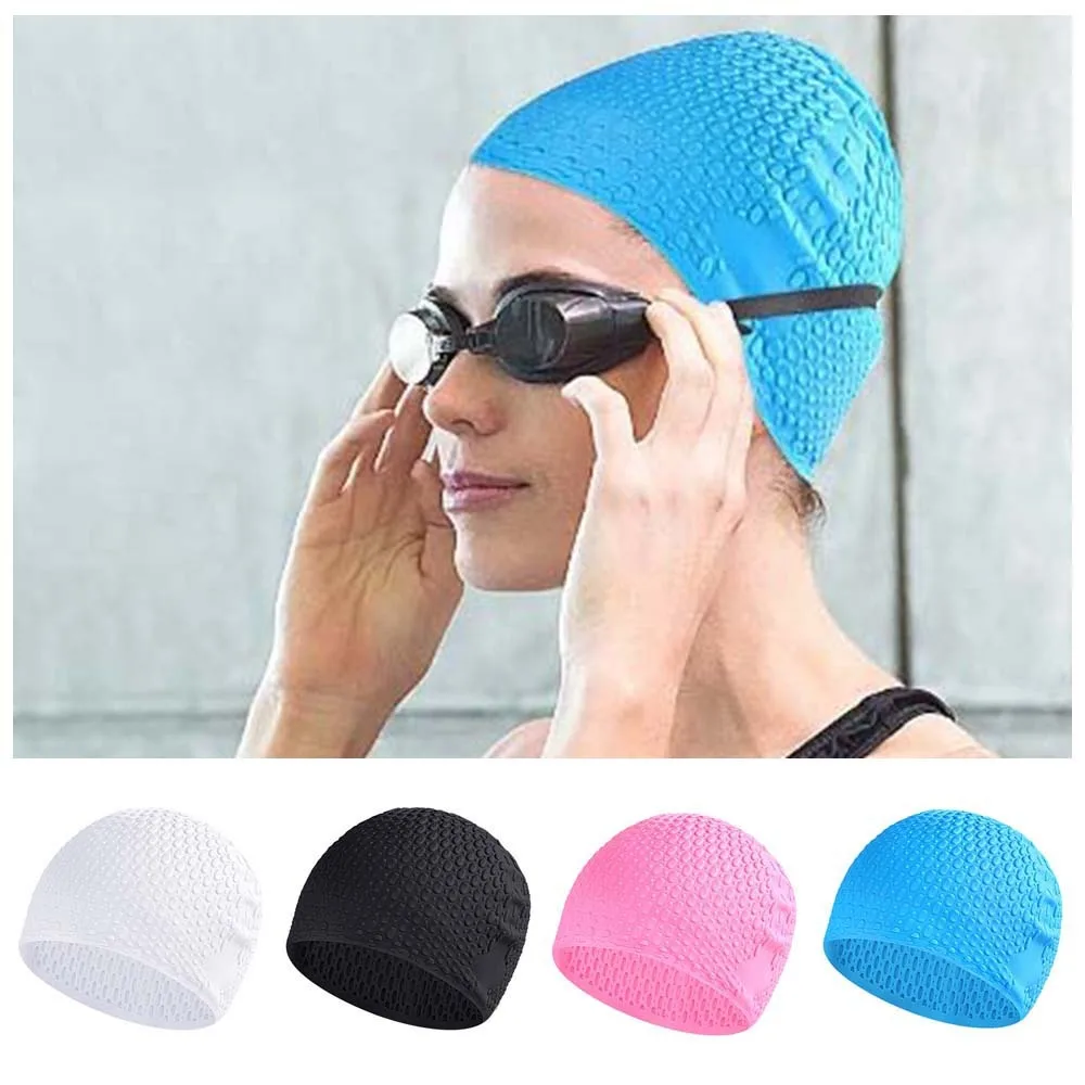 Plus Size Silicone Swimming Cap High Elastic Flexible Protect Ears Swimming Hat Solid Color Ultrathin Pool Hat Girls Boys