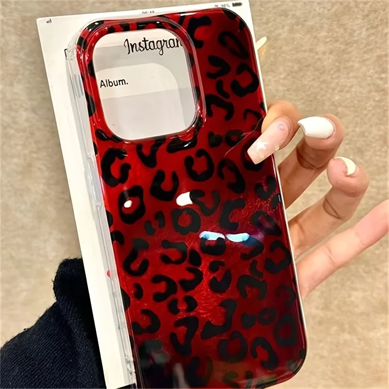 

For iPhone 16 15 14 13 12 11 Pro Max Case Vortex Print IND Vintage Wine Red Leopard Print Cover For iPhone XS X XR 7 8 Plus 16e