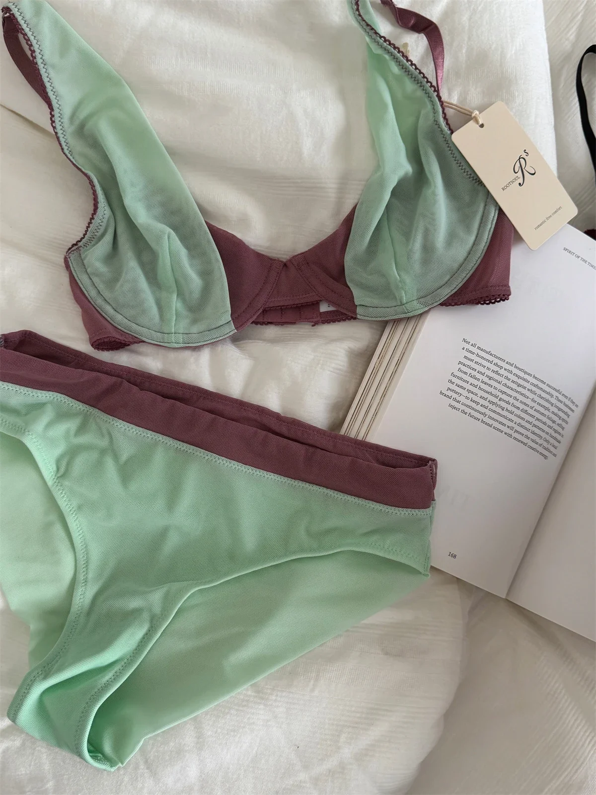 Bra mesh comfortable lingerie with underpants suit small fresh underwear up support large breasts show small bra set