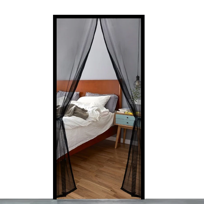 Magnetic Mosquito Screen Door Curtain - Durable Gauze Mesh Self-Adhesive with Magnetic Suction - Black Mesh - Ideal for Home Use