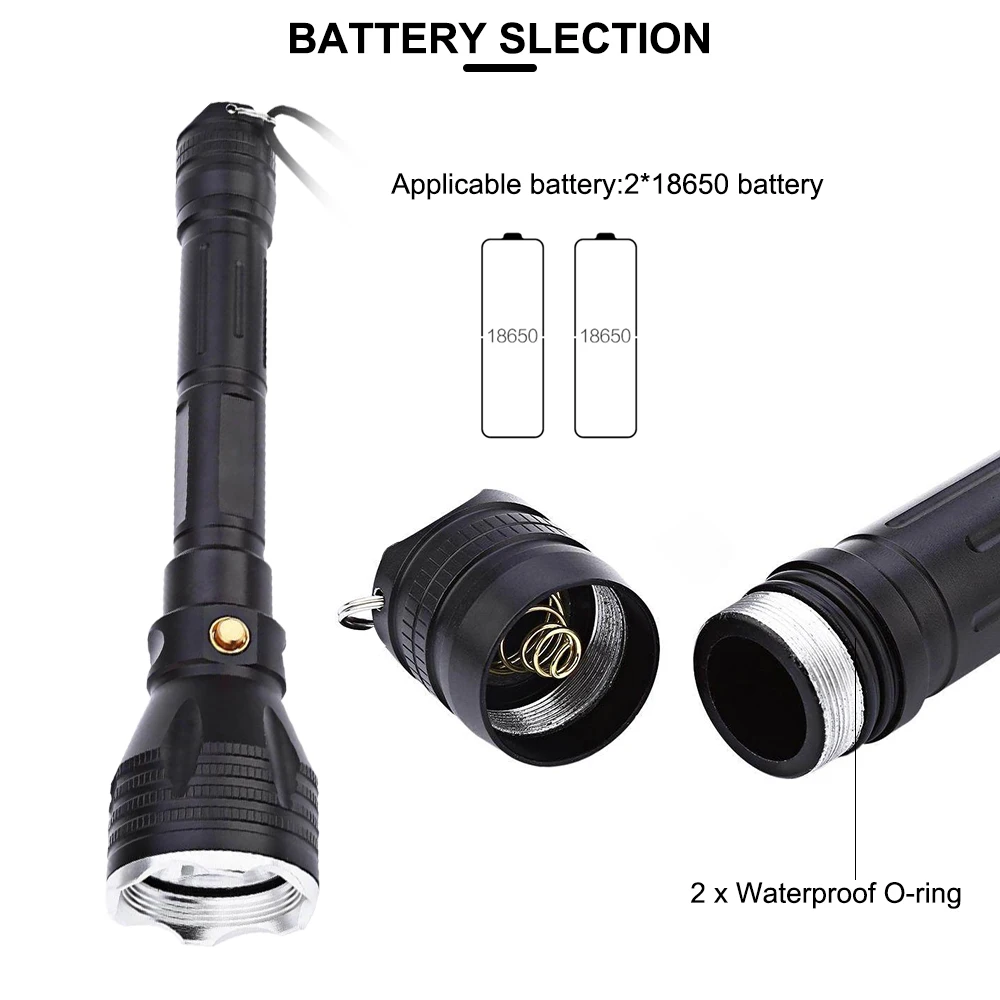 Asafee 100M Underwater 1200LM Yellow/White Light L2 LED Diving Flashlight Waterproof Torch Press Switch Scuba Lantern