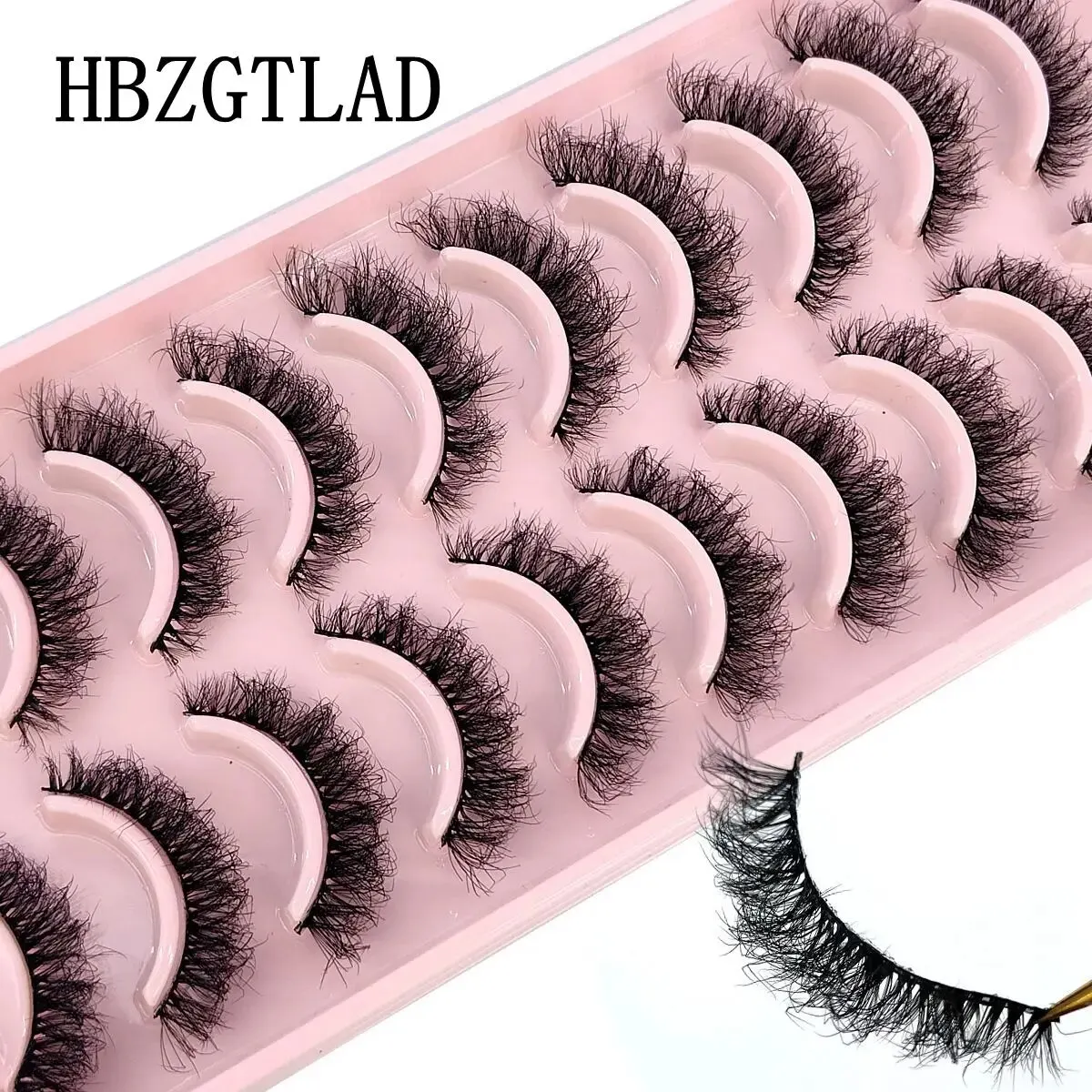 HBZGTLAD New 10 Pairs 3D Faux Mink Eye Lashes Fluffy Volume Mink Lashes Short Lashes Makeup Kit Natural Long False Eyelas