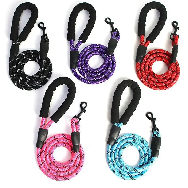 

2m Nylon Reflective Dog Leash - Anti-Pull No-Choke Pet Lead Walking Training P-Rope Dog Supplie 1cm Leashes Wholesale