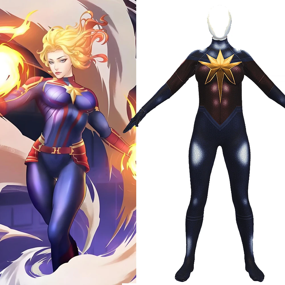 Woman Captain Marvel Cosplay Carol Danvers Costume Female Spandex Costume Superhero Zentai Suits Halloween Costume  Adult kids