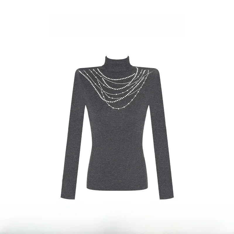 

LYXJ High Collar Knitwear Women's Winter Slim Fit Casual Sle Long Sve Polyester Acrylic Nylon Blend Comfortable Soft T-S...