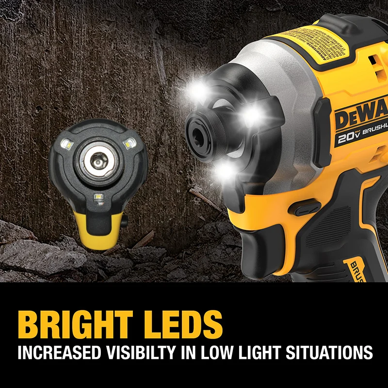 DEWALT DCF850N 20V MAX Аккумуляторная ударная дрель 205NM 1/4 дюйма Бесщеточный двигатель Перезаряжаемая 3-скоростная портативная электрическая